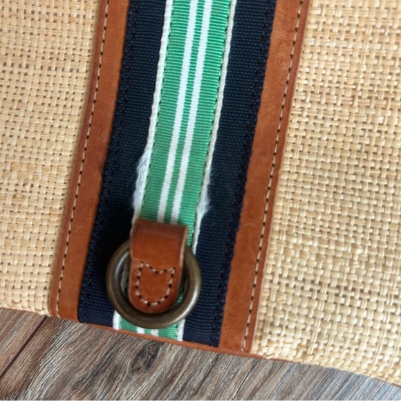 J. Crew Tan and Brown Straw Shoulder Bag with wooden beads on strap - Picture 6 of 6